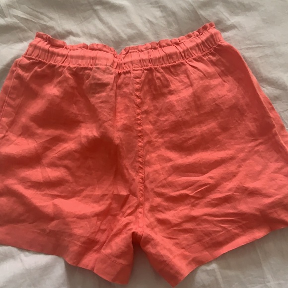 H&M Coral Pull On Drawstring Linen Shorts Size M BNWT - Picture 3 of 4